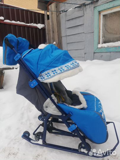Детские санки коляска с колесами