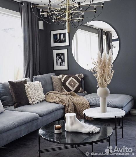 Круглое зеркало в интерьер