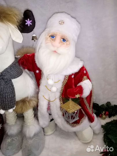 Дед Мороз и Лось интерьерные игрушки