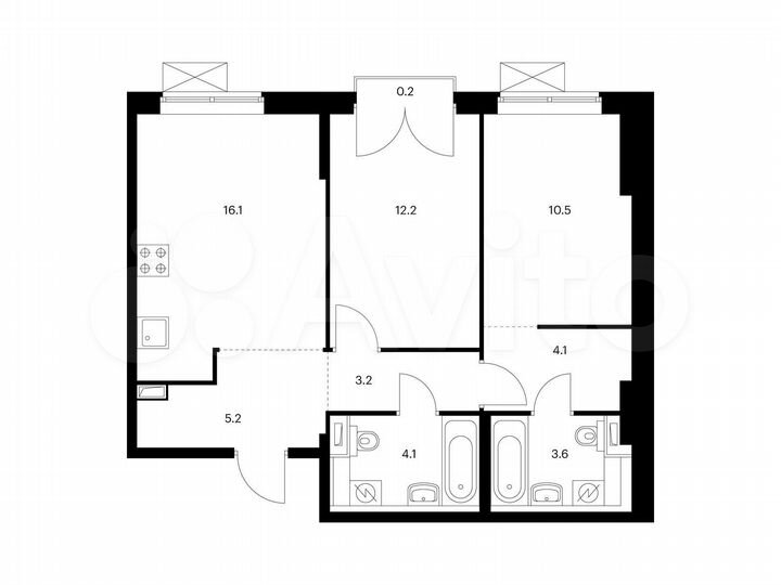 2-к. квартира, 59,2 м², 7/9 эт.