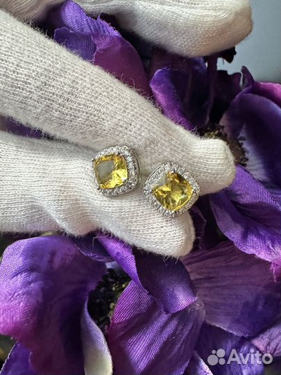 Серьги пуссеты серебро 925