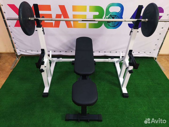 Скамья для жима, стойки, штанга 48 кг