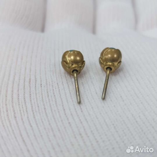 Советские Серьги Голубые Цветы Бутоны СССР Ретро