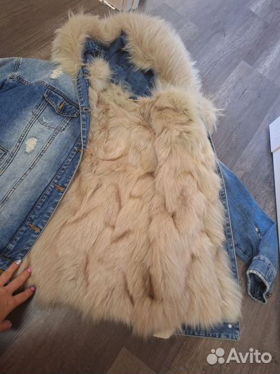 Джинсовая куртка с натуральным мехом