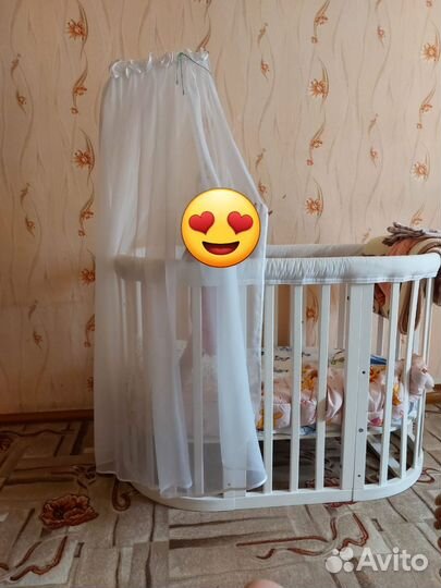 Детская кроватка трансформер круглая