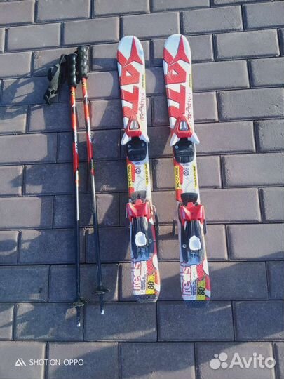 Ботинки, лыжи 80, палки детские
