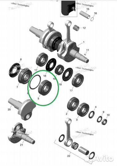 Подшипник коленвала Ski-Doo 600\ 800 E-TEC 804662E