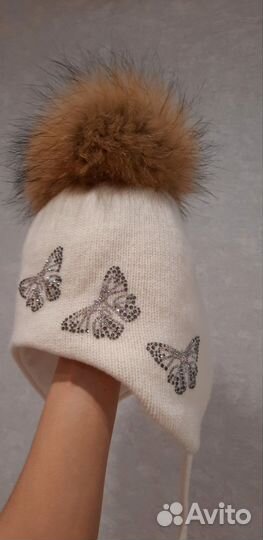 Шапка зимняя с натуральным помпоном