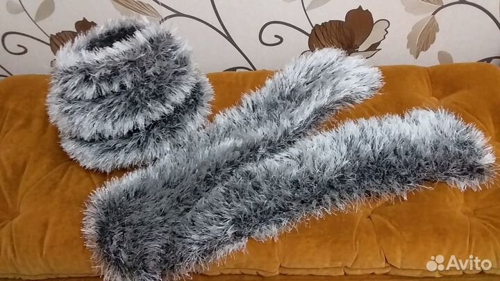 Шапка 56-58р + шарф (вязаный комплект)