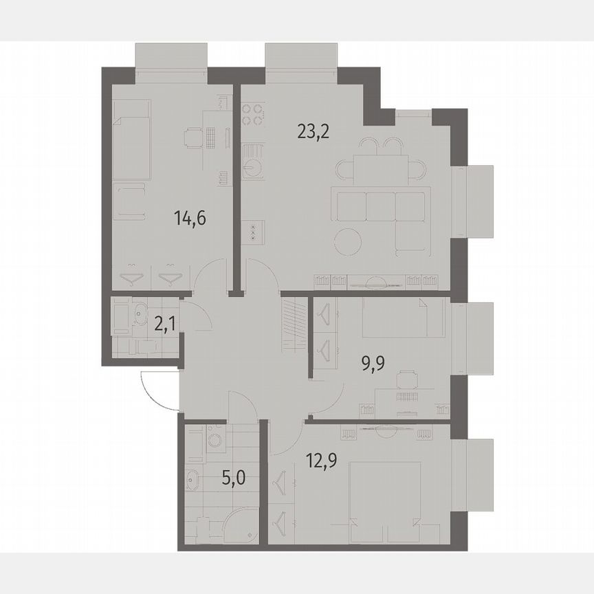 3-к. квартира, 77 м², 7/12 эт.