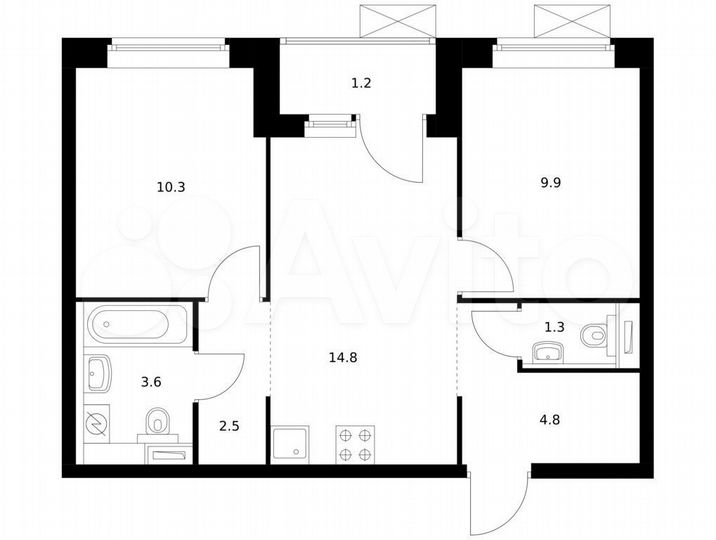 2-к. квартира, 48,4 м², 18/25 эт.