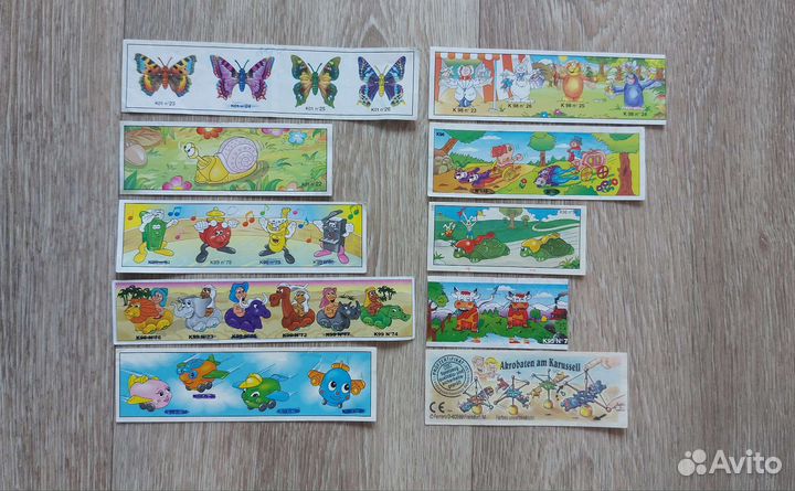 Вкладыши от киндер, чупа чупс, ландрин и др