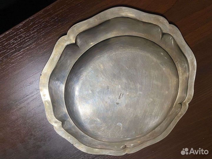 Старинное серебреное блюдце
