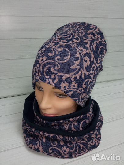 Шапка на осень 2 шт и снуд