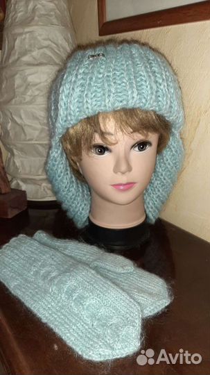 Шапка ушанка женская и варежки