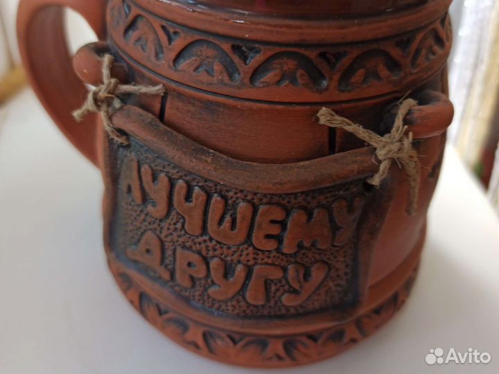 Новая пивная кружка глиняная 500мл