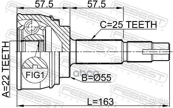 ШРУС наружный 22x55x25 (nissan AD VAN/wingroad