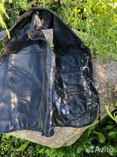 Байкерский кожаный жилет