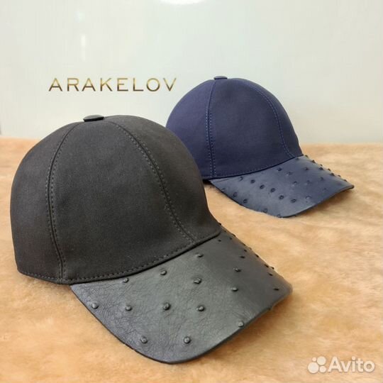 Мужская кепка с козырьком из кожи страуса