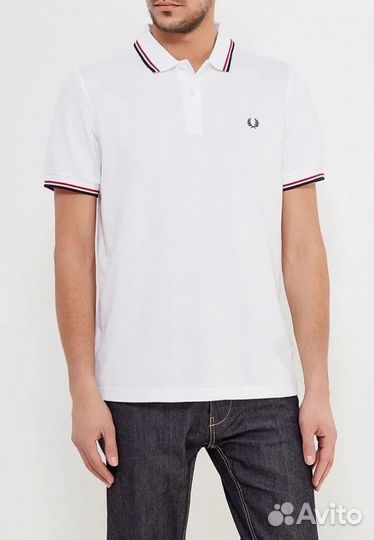 Мужское поло Fred Perry red stripes 2 белое