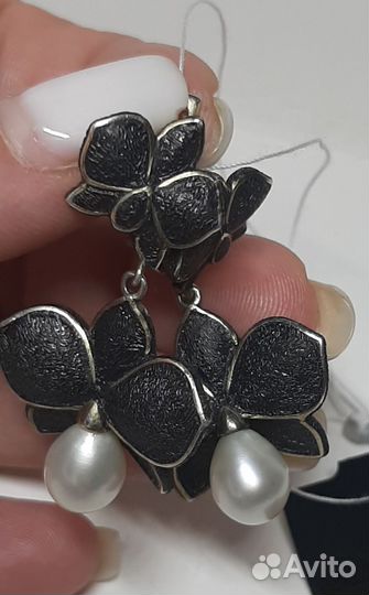 Серьги серебряные в эмали