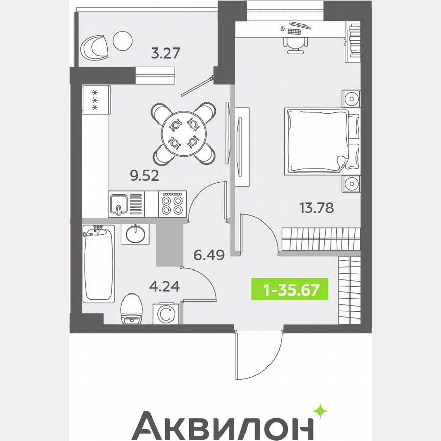 1-к. квартира, 36 м², 3/13 эт.