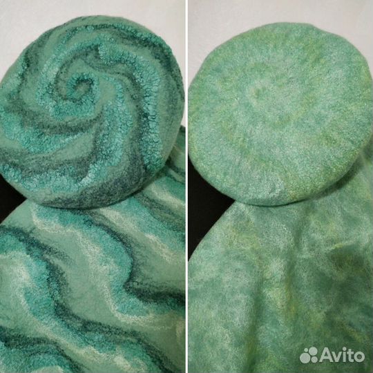 Двухсторонний берет и бактус шерсть + шёлк