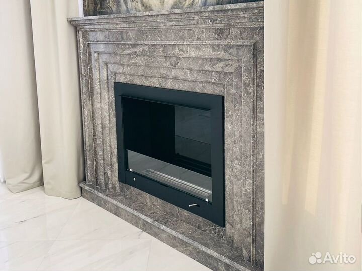 Камин рамка из мрамора Тундра грей