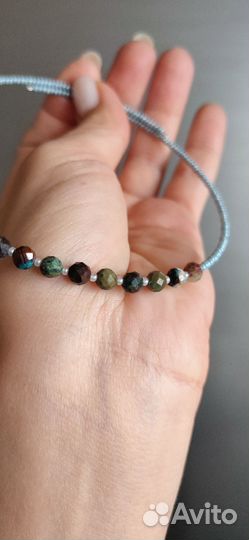 Чокер с натуральным камнем варисцитом