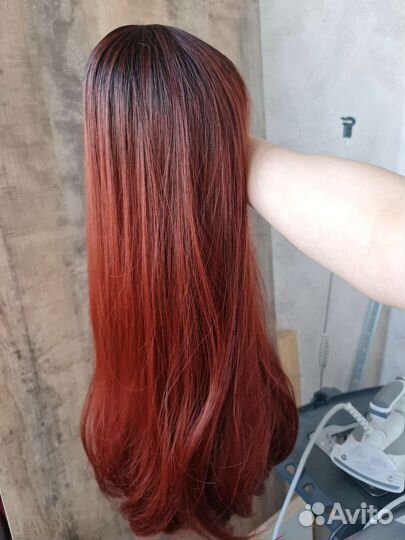 Парик красная медь длинный с челкой