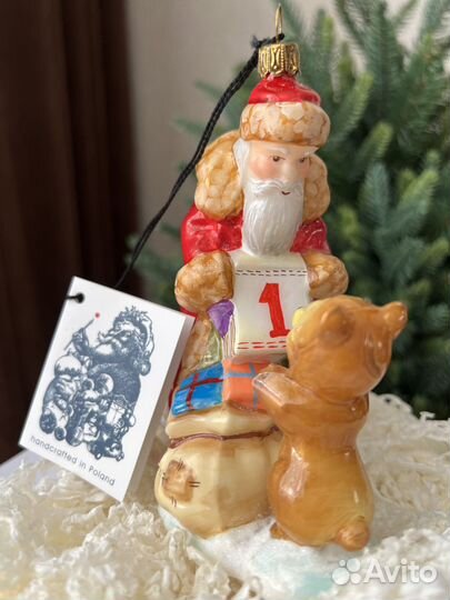 Ёлочная игрушка Дед Мороз с календарем Польша