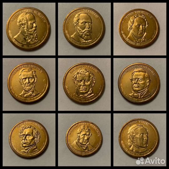 Памятные монеты с президентами США 1 доллар