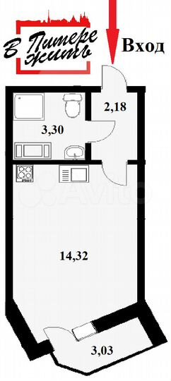Квартира-студия, 19,8 м², 11/17 эт.