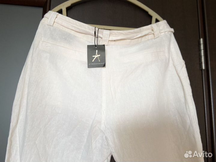Новые Льняные брюки белые 48