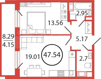 1-к. квартира, 47,5 м², 8/12 эт.