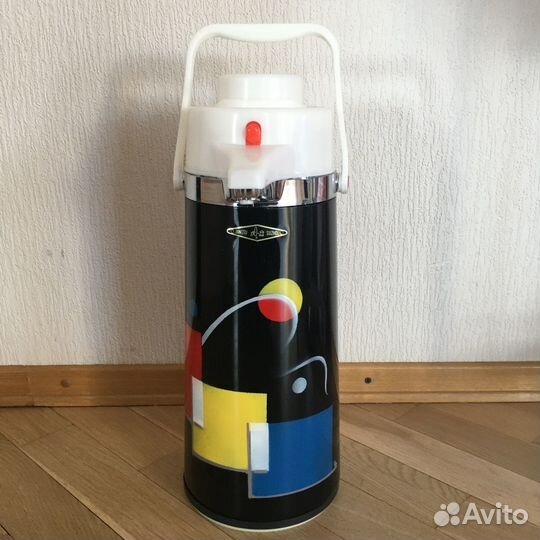 Термос времен СССР с помпой, китайский, новый