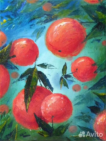 Оранжевый сад, авторская картина, масло 30х40