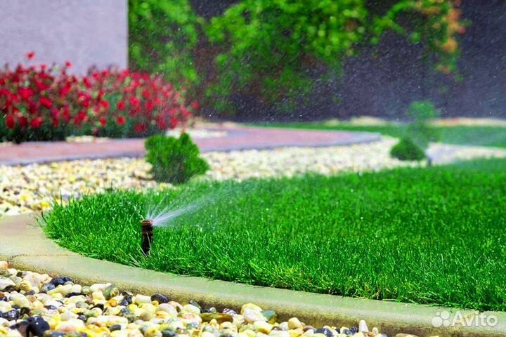 Укладка газона. Автополив. Газон, Озеленение