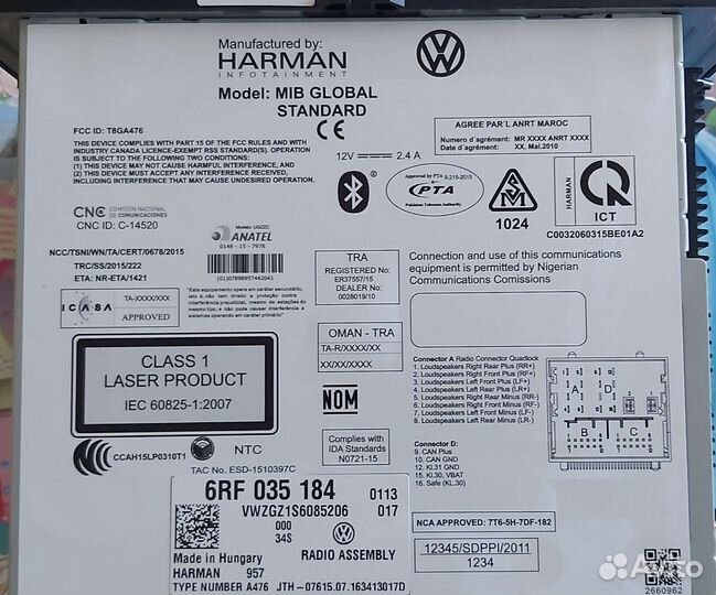Штатная магнитола vw