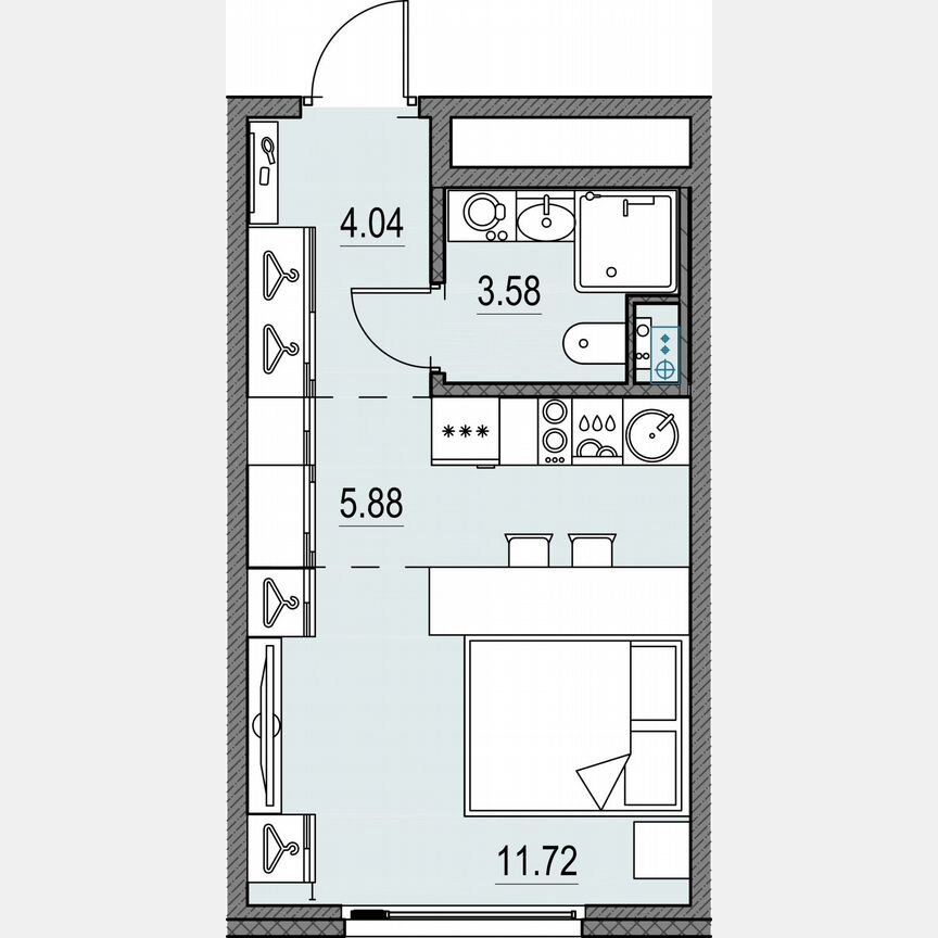 Квартира-студия, 25,2 м², 8/17 эт.