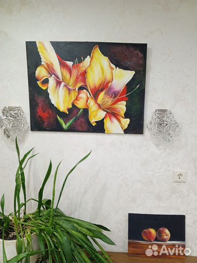 Картина маслом на холсте большая, цветы