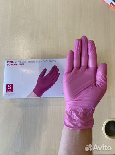 Перчатки одноразовые нитриловые розовые Xs S M L
