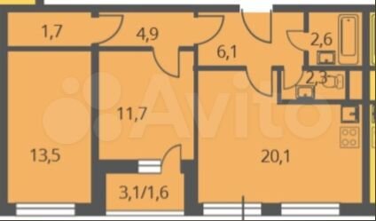 2-к. квартира, 64,5 м², 5/25 эт.