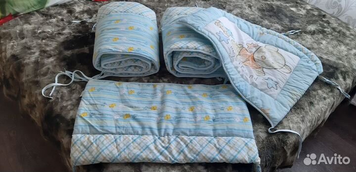 Бортики в детскую кроватку бу + балдахин