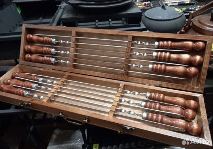 Шампура 12шт в дерeвянном кейсе