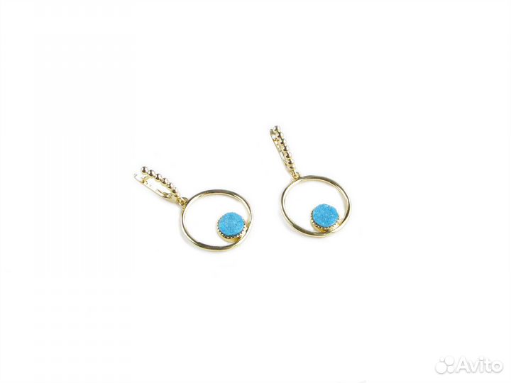 Серьги с агатом, голубые серьги кольца