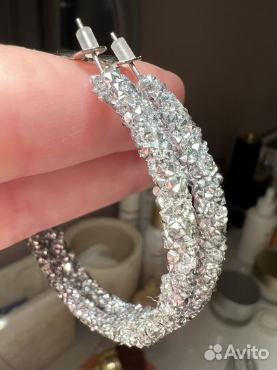 Zara Серьги Кольца 2шт Кристаллы Новые