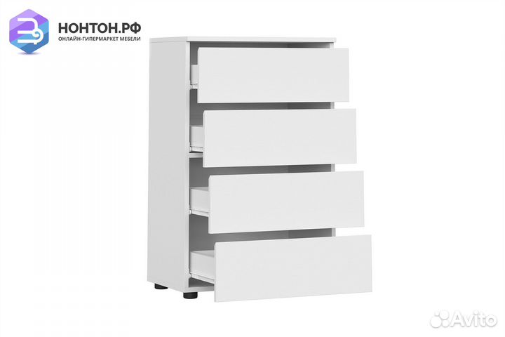 Комод с 4-мя ящиками Грейс белый текстурный