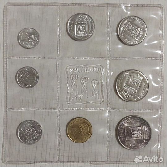 Сан Марино Годовой набор 1973г (UNC) с серебром