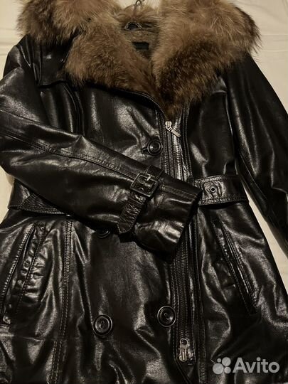 Куртка кожаная женская зимняя 42 44